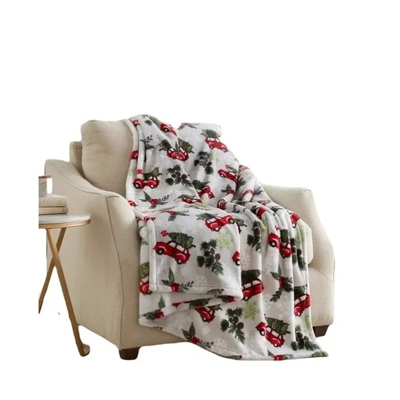 Member's Mark Holiday Wagons‎ Soft & Luxurious Reversible Throw Blanket 60x70