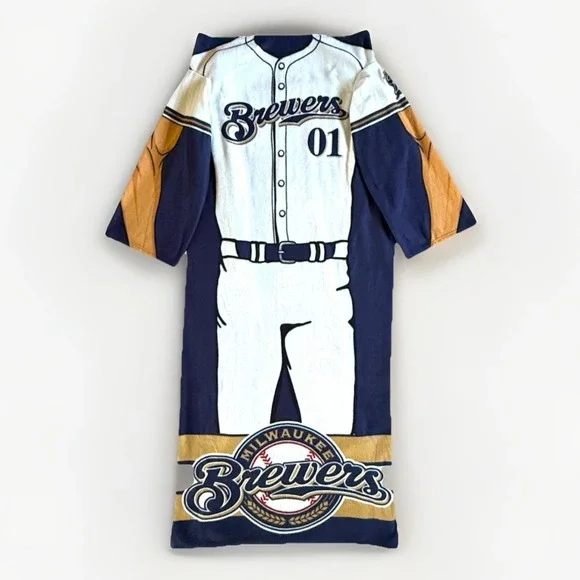 Milwaukee Brewers Wearable Blanket Hoodie Fleece Lounger Adult One Size MLB