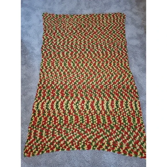 Afghan Handmade Crocheted Blanket Multi Color 69