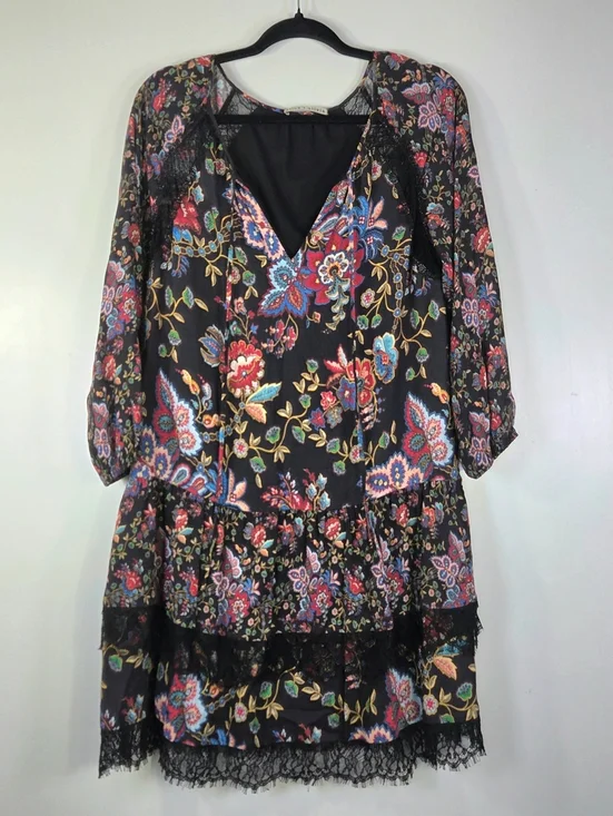 ALICE + OLIVIA LAKITA FLORAL LACE TUNIC DRESS.