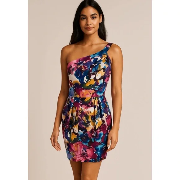 B. Smart One Shoulder Pleated Dress 10P