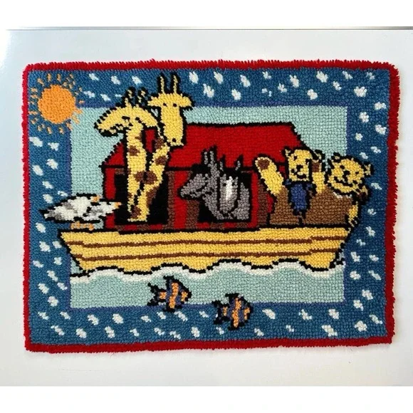 Shillcraft‎ Latch Hook Rug Completed Finished Noah's Ark Bible Kids Rug 36