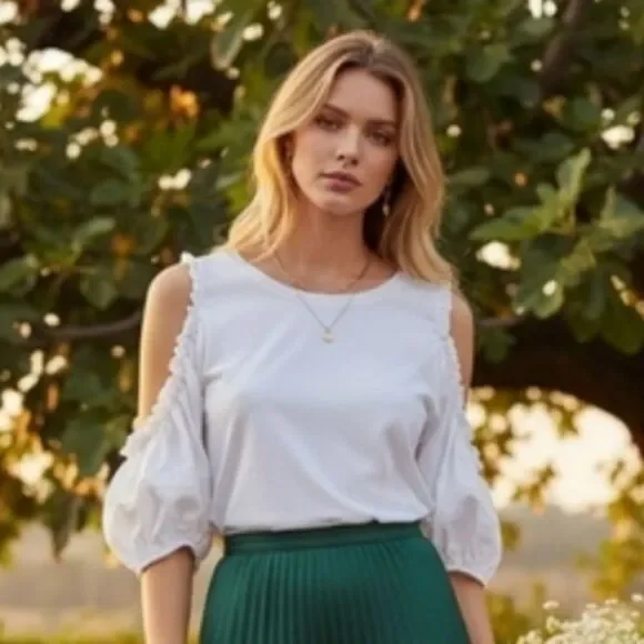 Zara White Cold Shoulder Blouse