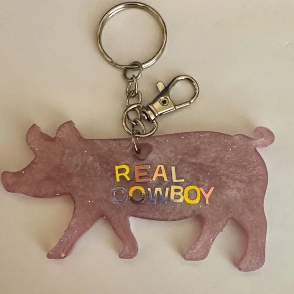 Real Cowboy Pink Pig Key Holder