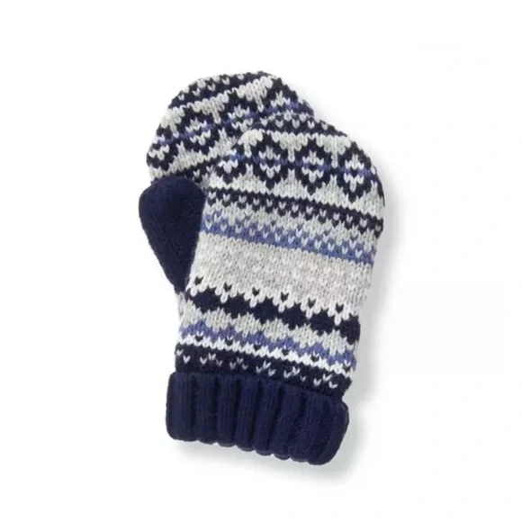 Janie and Jack Fair Isle Mittens (Navy/Grey) Size 6-12 mo.