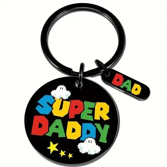 SUPER DADDY Super Mario Bros. Themed Keyring