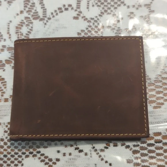 Genuine leather handcrafted wallet RFID protection.