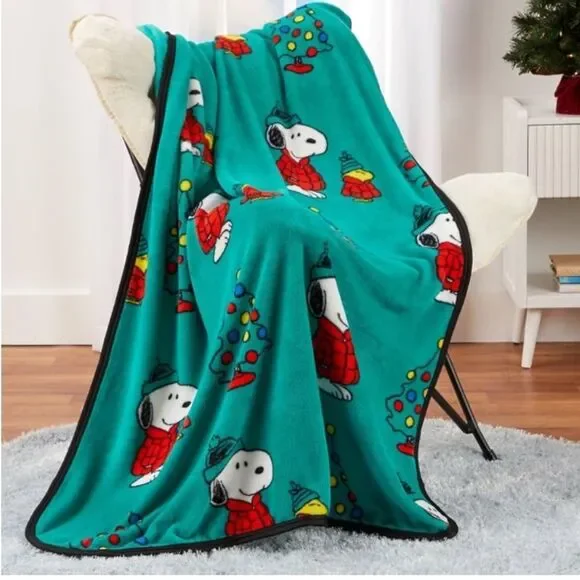 Peanuts® Snoopy & Woodstock Puffer Coat  Cozy Plush Throw, 40 in x 50 in