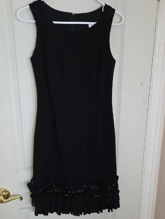 Joseph Ribkoff Classic Black Sleeveless Dress with Ruffle Hem
