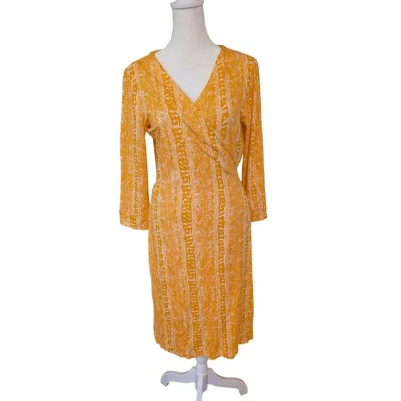 Diane von Furstenberg Y2K Vintage Julian Wrap Dress Orange White Size 10