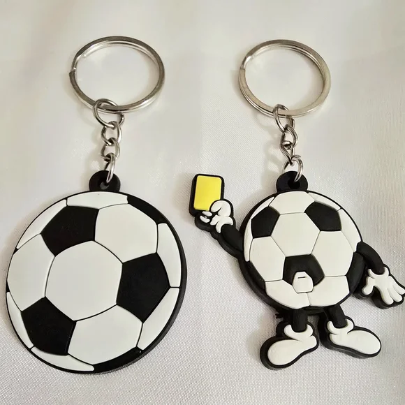 Black & White Soccer Ball Keychain - Card Holder Key Ring