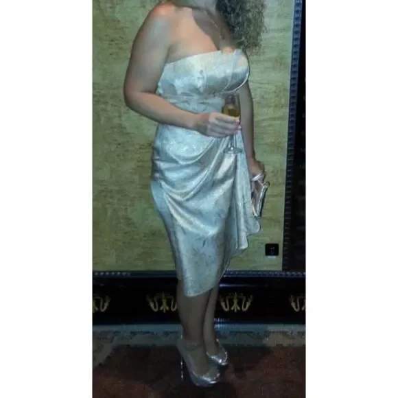 Gold Jacquard Maggy London Cocktail Dress