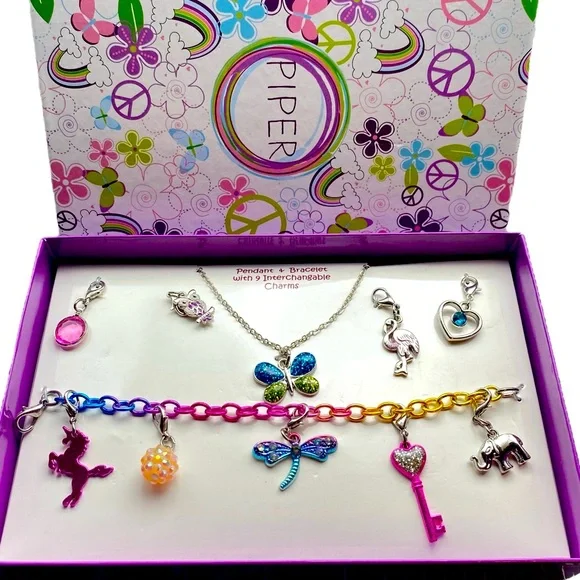 Piper Jewelry Pendant & Bracelet Gift Set with Interchangeable Charms