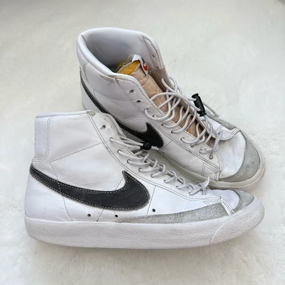 Nike White and Black Men's High-Top Sneakers