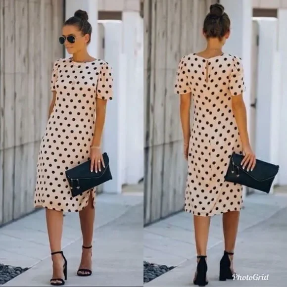 Revolve Dress Forum Los Angeles Vici Call Me Maybe Peach Polka Dot Midi Dress