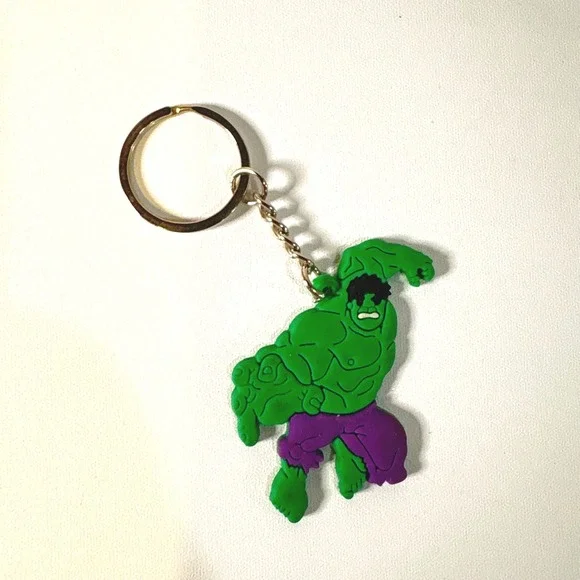 Marvel Avengers Incredible Hulk Rubber Keychain Green Purple Superhero Charm