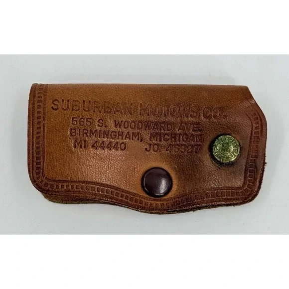 Suburban Motors Oldsmobile Birmingham, MI Brown Advertising Leather Keychain 50s