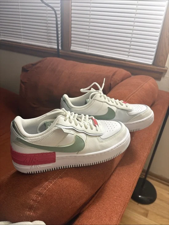Nike Women’s Sneakers White with Green and Pink Accents