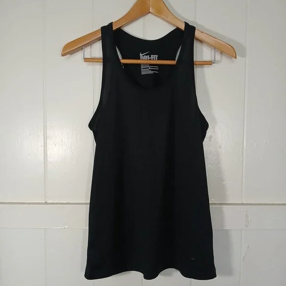 Nike Tank Top Women Medium Black Dri-FIT Racerback Activewear 524167-010