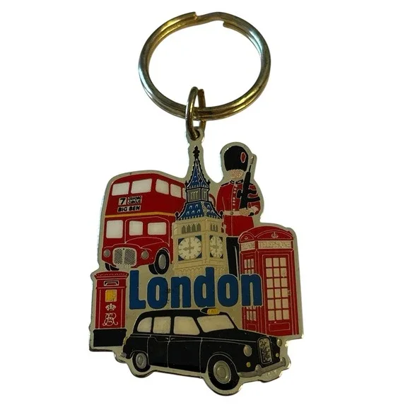 London Metal Keychain Double Decker Bus Big Ben Telephone Box Souvenir‎ England
