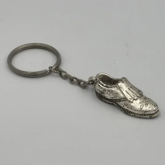 Vintage Battani Foot Joy Silver Shoe Keychain Charm‎ Silver Tone Shoe