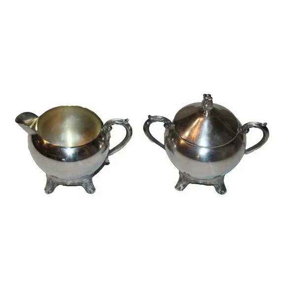 vintage F.B. Rogers Silver Co. silverplated creamer & sugar set with lid footed
