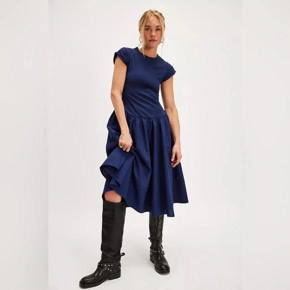 NWOT Free People Afternoon Elegance Midi Drop Waist Dress Size Medium
