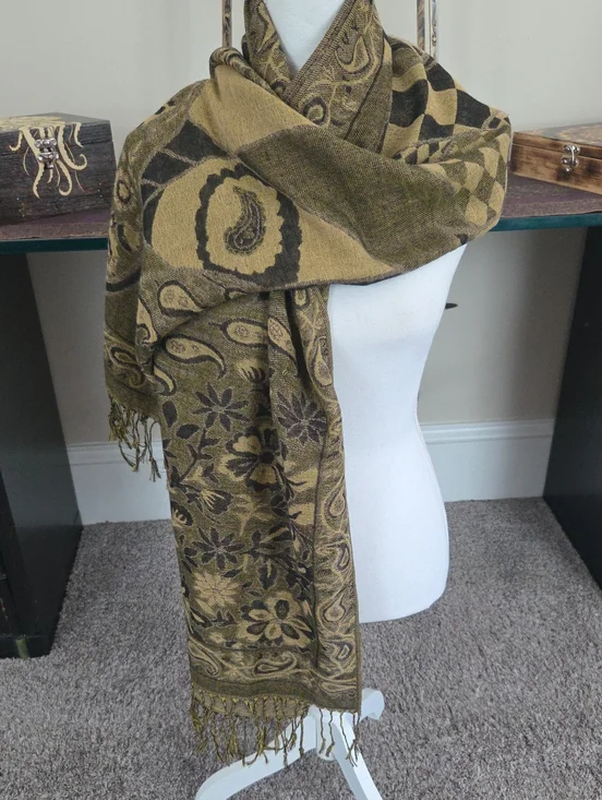 Paisley & Floral Woven Fringe Scarf