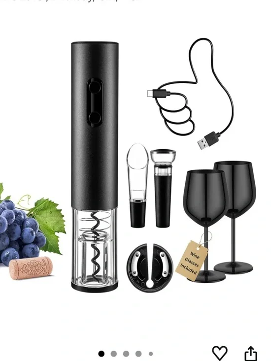 Electric Wine Opener Set in Black
