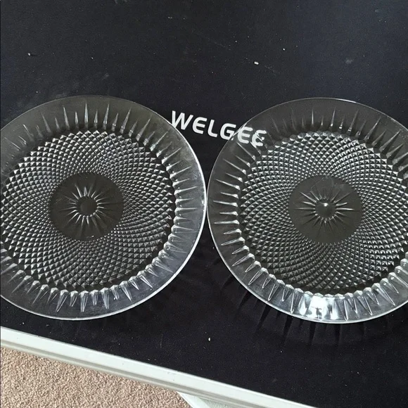 Clear Diamond-Pattern Glass Dinner Plates - Set of 2