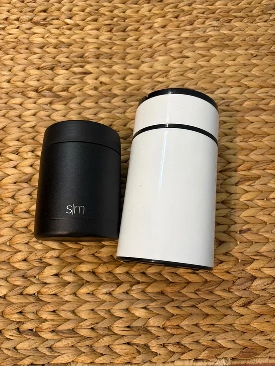 Set of two food storage thermos containers