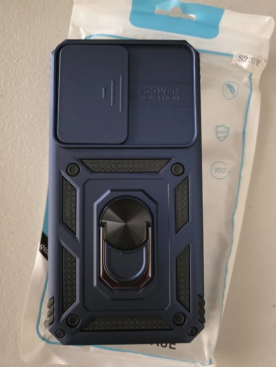 Samsung S23 FE Blue Rugged Phone Case with Kickstand and Camera Cover
