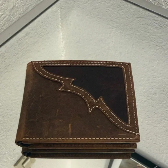 American Bison Men's Genuine Cowhide Brown ALL Leather Bi-Fold Wallet brand new