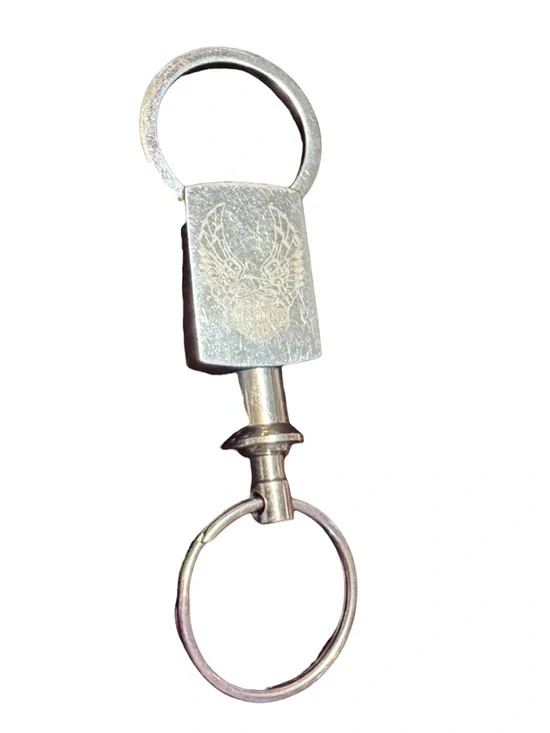 Harley Davidson Silver Metal Keychain with Engraved Eagle Design