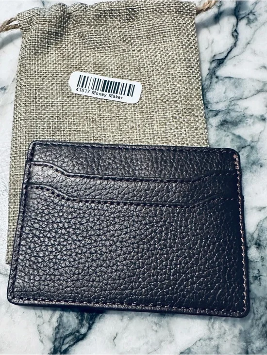 Premier Designs Genuine Leather Credit Card Holder Slim Brown Wallet NWT