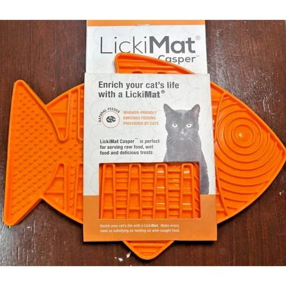 LickiMat Casper, Fish-Shaped Cat Slow Feeders Lick Mat Boredom Anxiety‎ Reduce