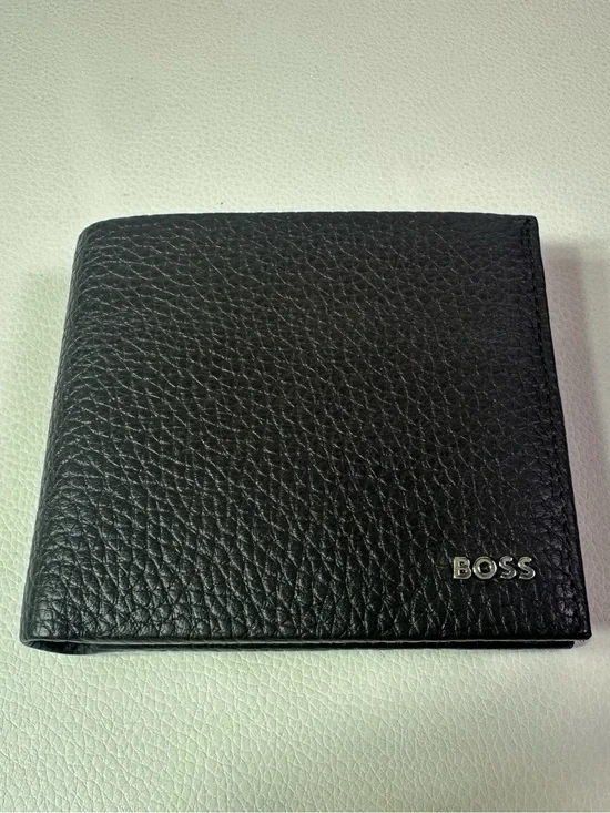 NEW Men’s Boss Crosstown Brown Bifold Grained Leather Wallet