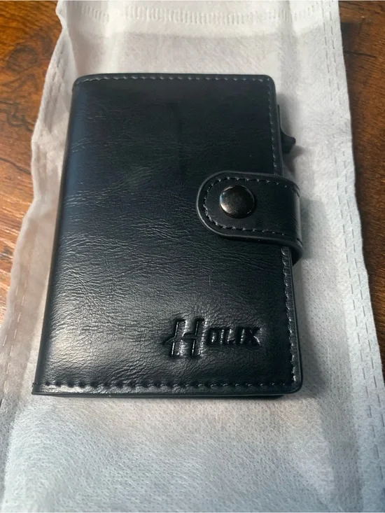Black Card Wallet with Snap Closure