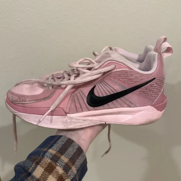 Nike Pink Women's Athletic Sneakers with Black Swoosh 5Y