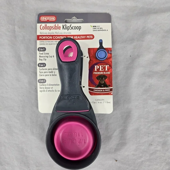 Dexas Collapsible KlipScoop with Pink Bowl