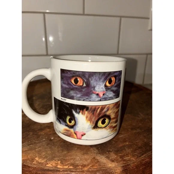 Lang & Wise Cat Mug‎ Calico Faces Multi-Color Eyes