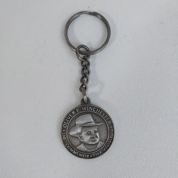 Oliver F. Winchester Gun 200th‎ Year Commemorative 2010 Keychain Fob Silver-Tone
