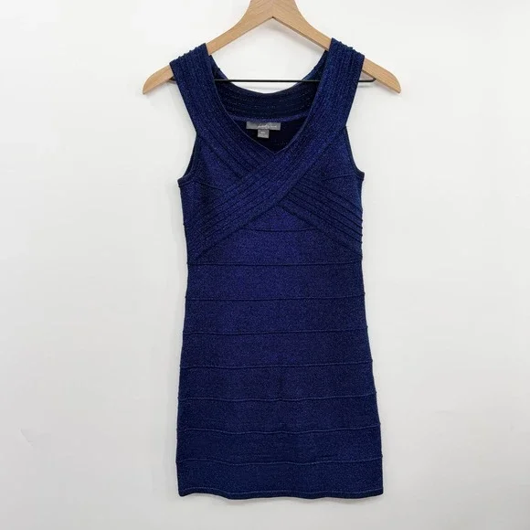 Vintage Y2K Forever 21 Bandage Dress in Glitter Metallic Blue Size M