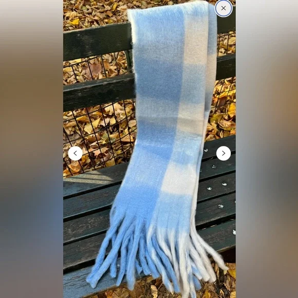 New bleu sky and white clouds Mohair Scarf Fuzzy 82.68 × 15.75 inches Wrap