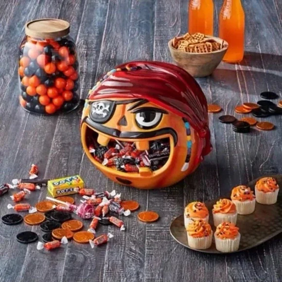 Member's Mark Halloween Ceramic Pirate Candy Bowl NIB‎