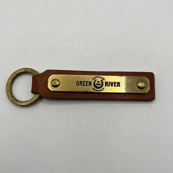 Green River Distilling Co. Leather Key Chain Brown Clayton & Crume Bourbon‎