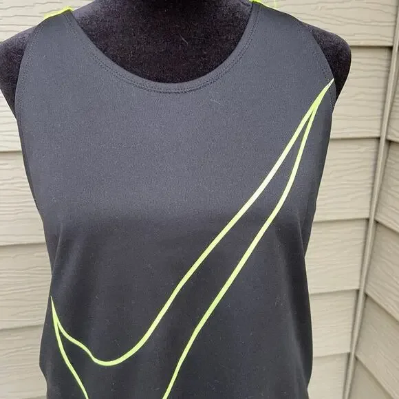 Nike black lime, Dri-Fit, rounded hem, women's size S
