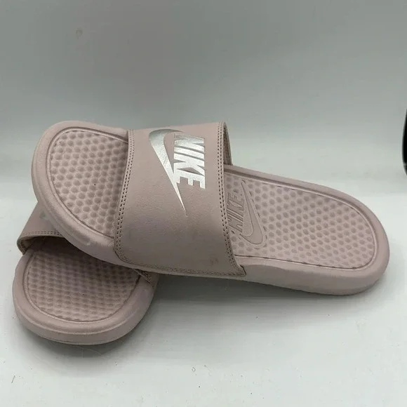 women's particle rose & silver Nike Benassi JDI slides size 8