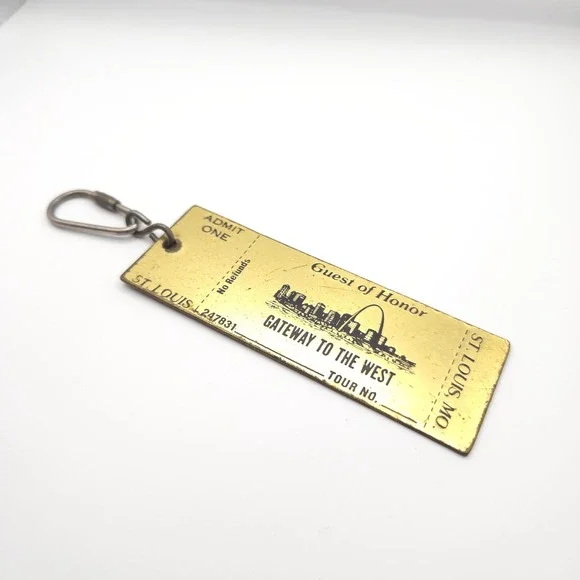 Vintage St Louis‎ Gateway to the West Guest of Honor Brass Ticket Keychain MO