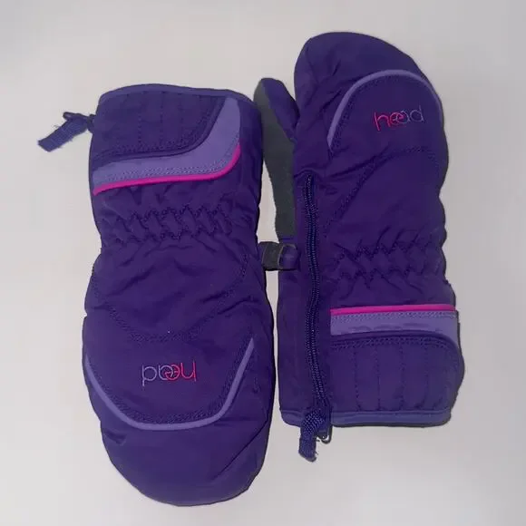 HEAD Purple Winter Zipper + Clip Mittens | Kids Small